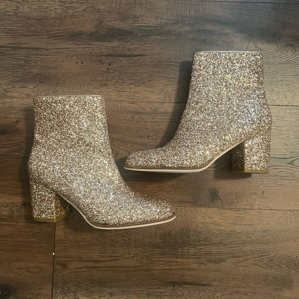 Gold glitter booties